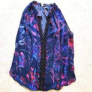 Elie Tahari Silk Beaded Sleeveless Top